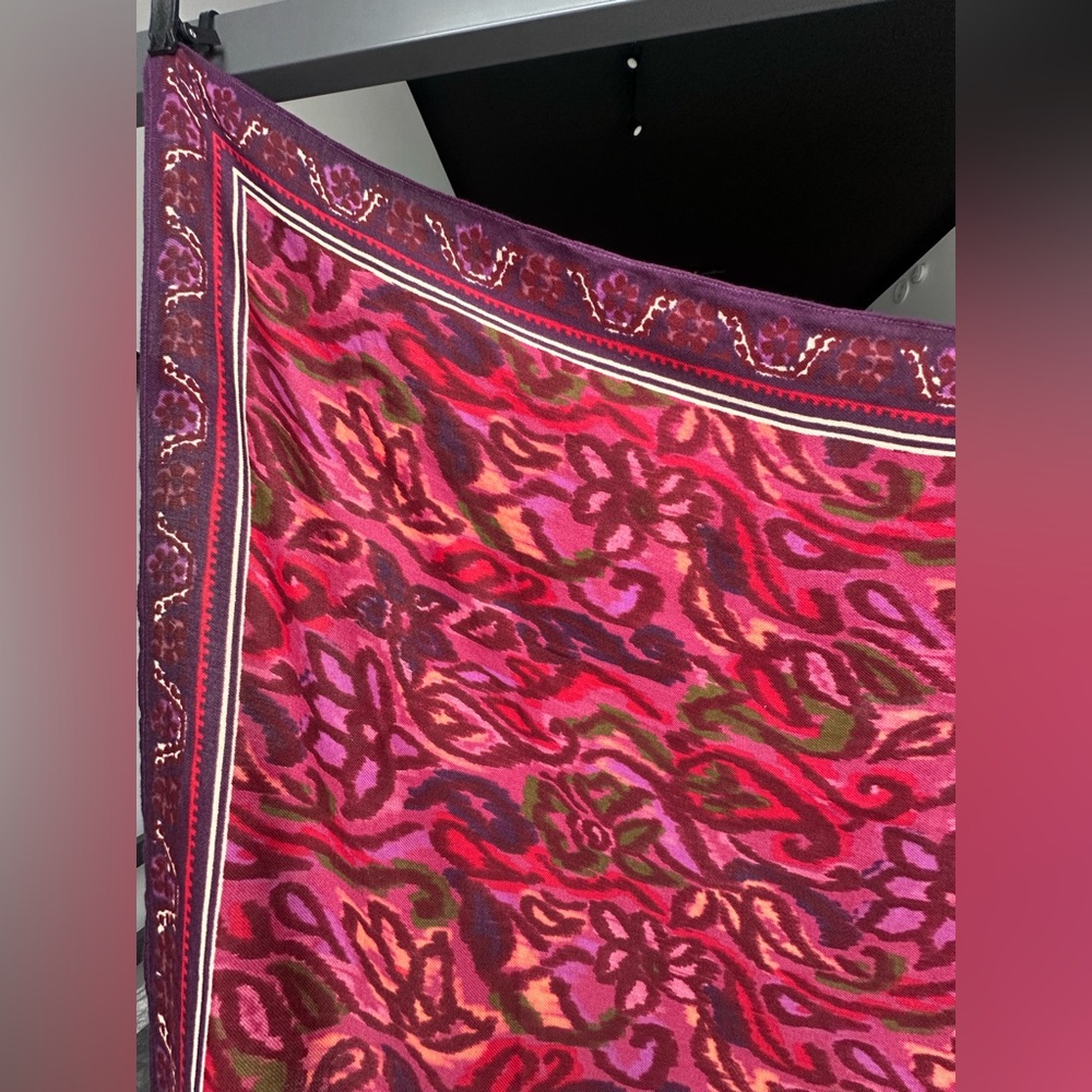 New / Never Worn - Zara Vibrant Floral Patterned Scarf in Berry Tones